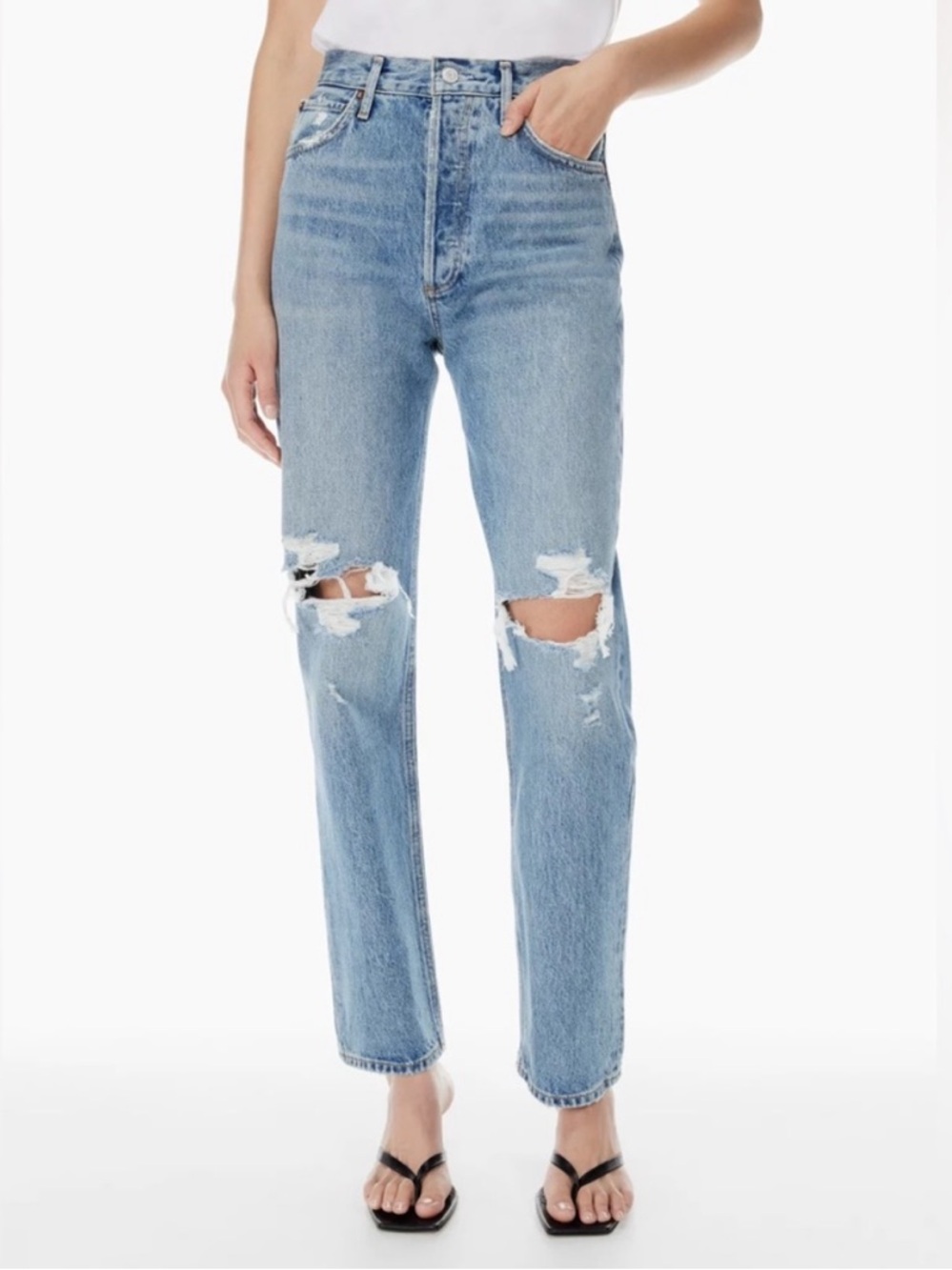 Agolde 90s Pinch Waist Ripped Straight Jeans